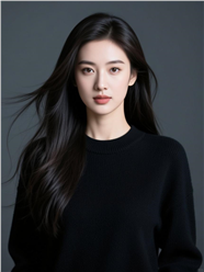 长发飘飘黑色毛衣美女写真图片