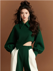 时尚高丸子头卷发美女图片