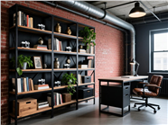 工业风黑色铁艺书架图片