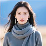 长发飘飘长耳坠美女写真图片