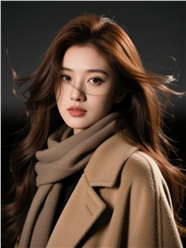 棕色长发美女神秘高级感写真图片