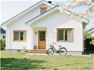 白色独栋住宅日系清新摄影图片