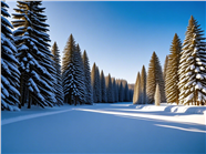 冬季雪地雪松树林风景图片