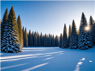 冬季白色雪地雪松雪景摄影图片