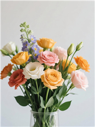 五颜六色新鲜玫瑰花插花图片