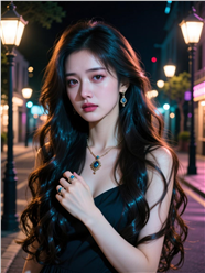 午夜街头破碎感美女摄影图片