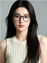 无袖针织衫美女戴眼镜图片