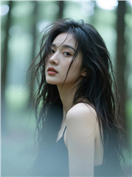 森林朦胧感性感美女写真图片