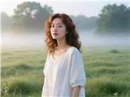 浅棕色卷发美女写真摄影图片