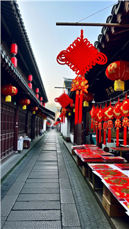 春节老街氛围摄影图片