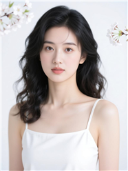 长卷发白色吊带美女写真图片