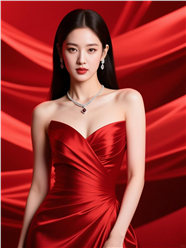 性感红色晚礼服美女写真摄影图片