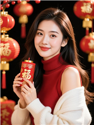 新年氛围感美女摄影图片
