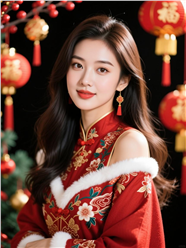 亚洲新年美女氛围感写真图片