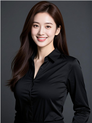 棕色长发黑色衬衫商务美女图片