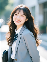 日系轻通勤风格美女写真图片