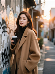 日系暖调街拍美女摄影图片