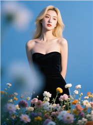 性感抹胸小黑裙美女人像摄影图片