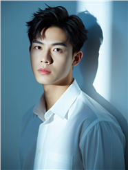 冷峻白色衬衫帅哥写真图片