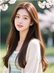 春天清纯美女站在樱花树下图片