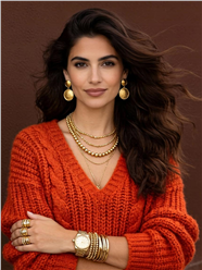 深棕色大波浪卷发成熟美女写真图片