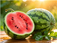 夏日阳光照耀下的西瓜图片