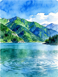 水墨风格山水风景插画设计图片