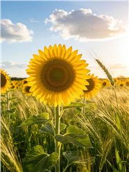 蓝天下向日葵花田摄影图片