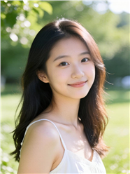 春天户外清新女孩写真摄影图片