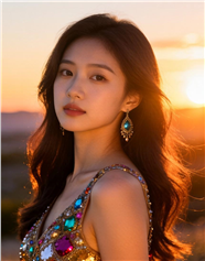 日落光影美女写真摄影图片