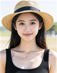 戴帽黑色背心美女写真摄影图片