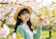 春天樱花园美女赏花写真图片