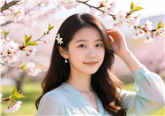 春日樱花园清纯少女美女写真图片