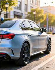 路上行驶的银色汽车图片