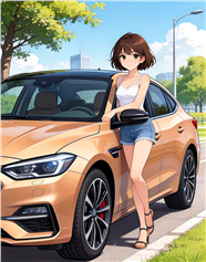 性感车模美女卡通插画设计图片