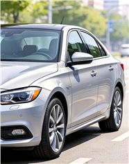 街道上行驶的银色汽车图片