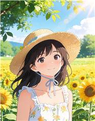 夏日向日葵花海动漫女孩图片