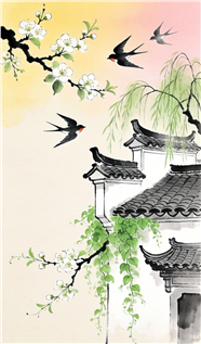 中式水墨手绘插画设计图片
