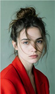 冷艳慵懒风格高丸子头美女写真图片
