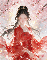 古风红色纱裙美女动漫图片